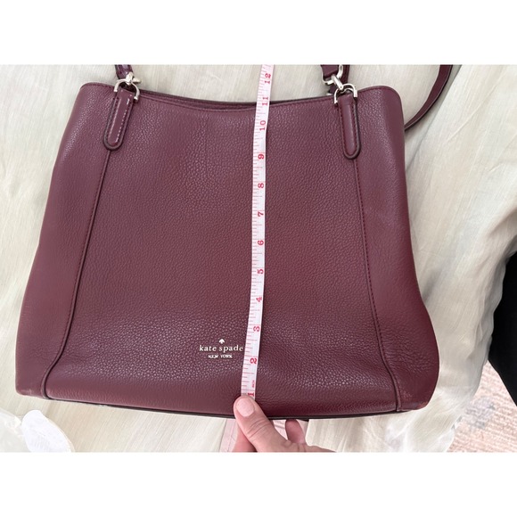 Kate Spade New York Burgundy Pebbled Leather Shoulder Tote Zip‎ Top - Picture 12 of 13